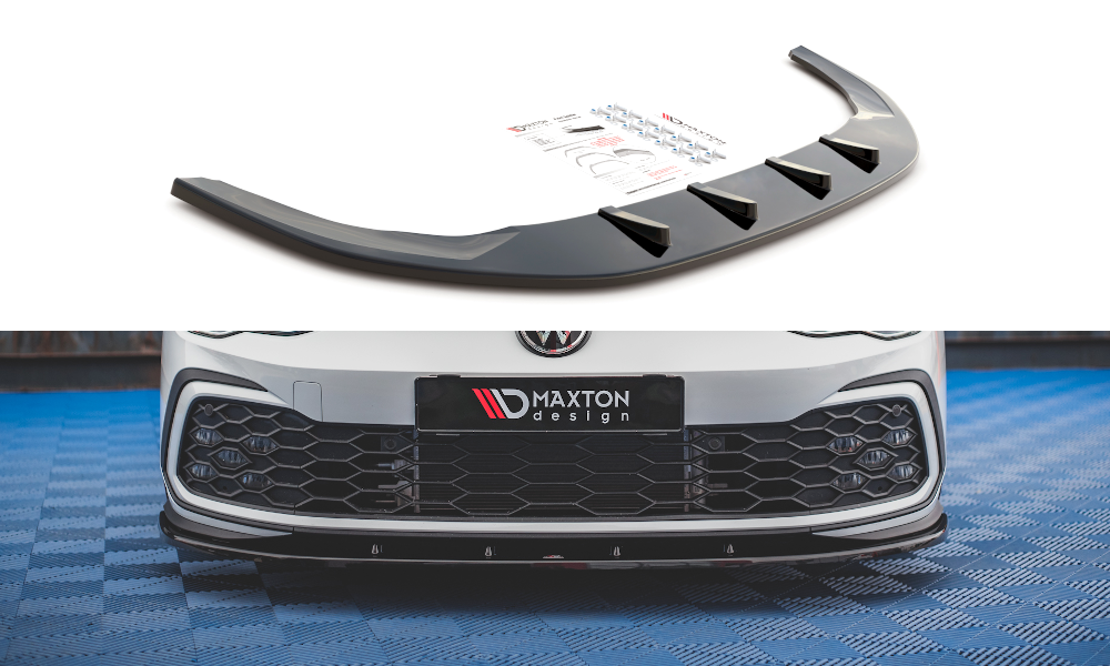 Maxton Design Street+ Spoilerlippe Front Ansatz passend für VW Golf GTI / GTE / GTD / R-Line Mk8 schwarz Hochglanz