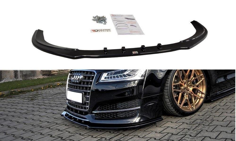 Maxton Design Street+ Spoilerlippe Front Ansatz V.1 passend für Audi S8 D4 Facelift schwarz Hochglanz