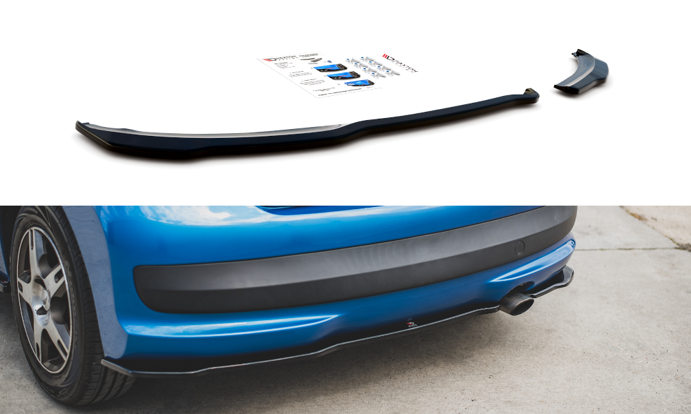 Maxton Design Heck Ansatz Flaps Diffusor passend für Peugeot 207 Sport schwarz Hochglanz