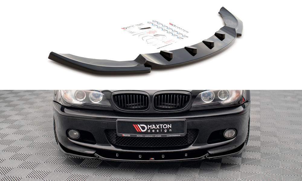 Maxton Design Street+ Spoilerlippe Front Ansatz V.2 passend für BMW 3er Coupe M-Paket E46 schwarz Hochglanz