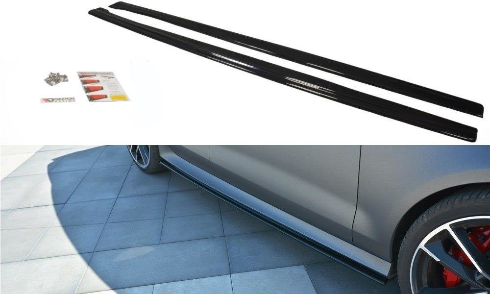 Maxton Design Street+ Seitenschweller Leisten passend für V.1 passend für Audi RS7 C7 schwarz Hochglanz