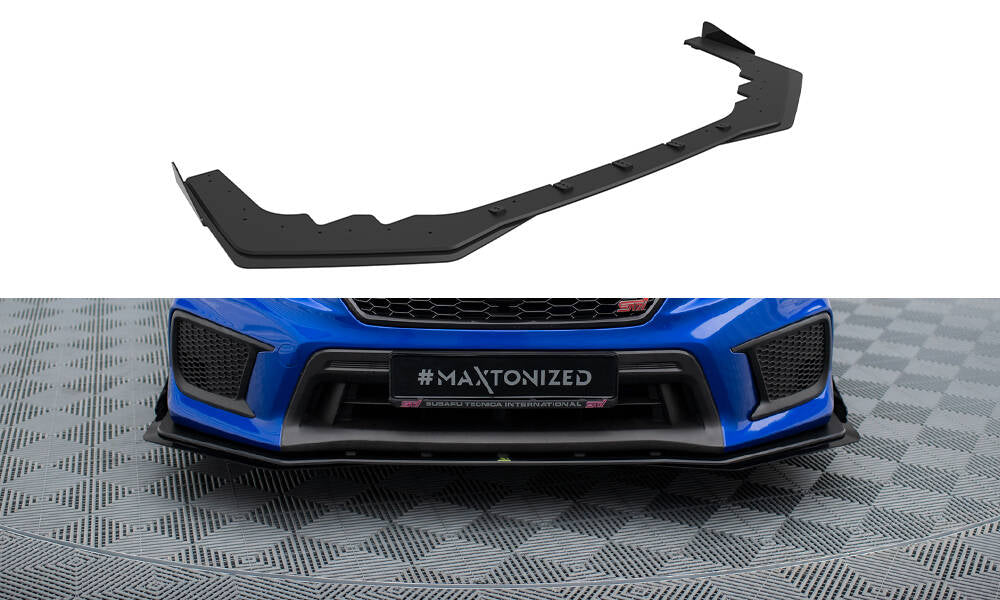 Maxton Design Street Pro Street+ Spoilerlippe Front Ansatz + Flaps passend für Subaru WRX STI Mk1 Facelift schwarz Hochglanz
