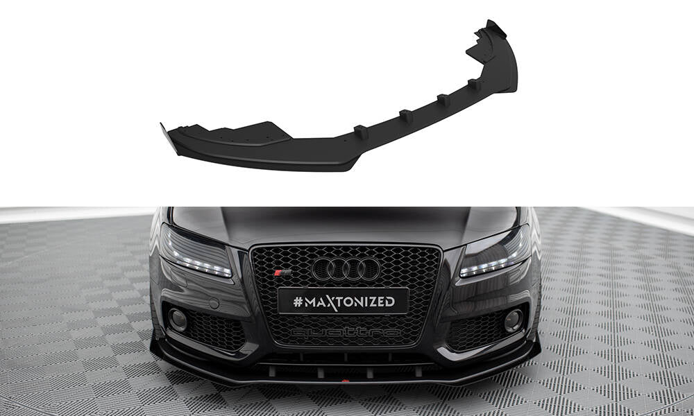 Maxton Design Street Pro Street+ Spoilerlippe Front Ansatz + Flaps passend für Audi S5 / A5 S-Line 8T schwarz Hochglanz