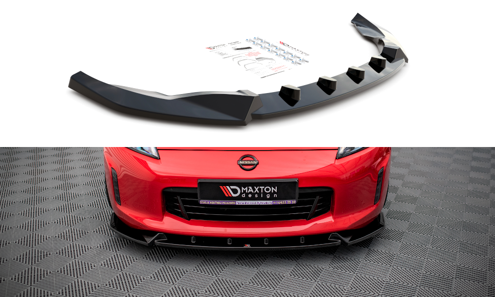 Maxton Design Street+ Spoilerlippe Front Ansatz V.3 passend für Nissan 370Z Facelift schwarz Hochglanz