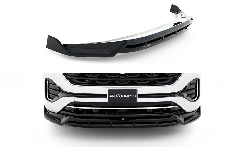 Maxton Design Street+ Spoilerlippe Front Ansatz passend für VW Atlas R-Line Mk1 Facelift 2 schwarz Hochglanz