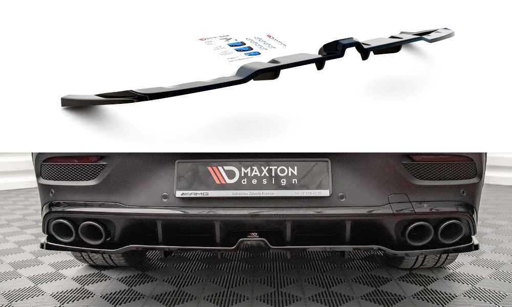 Maxton Design Street+ Mittlerer Diffusor RACE passend für Mercedes-AMG GLE 53 Coupe C167 / C167 Facelift schwarz Hochglanz