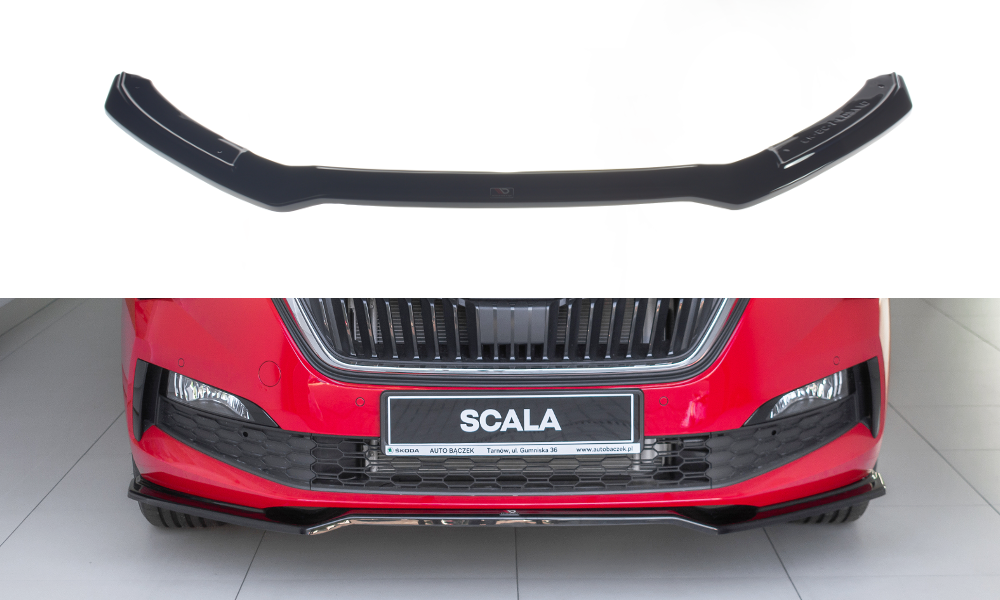Maxton Design Street+ Spoilerlippe Front Ansatz V.2 passend für Skoda Scala schwarz Hochglanz
