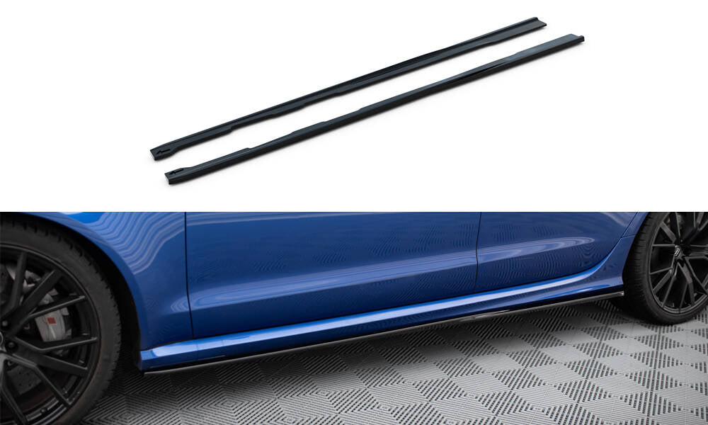 Maxton Design Street+ Seitenschweller Leisten V.2 passend für Audi RS6 C7 / C7 Facelift schwarz Hochglanz