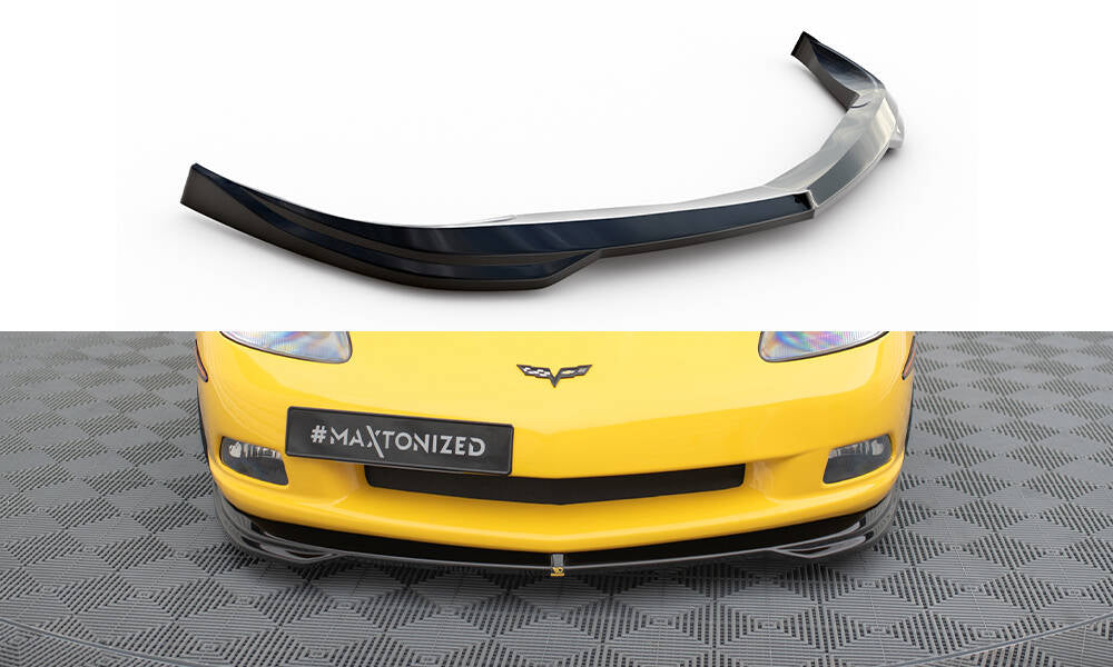 Maxton Design Street+ Spoilerlippe Front Ansatz passend für Chevrolet Corvette C6 schwarz Hochglanz