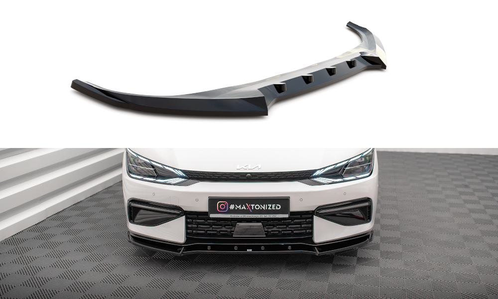 Maxton Design Street+ Spoilerlippe Front Ansatz V.2 passend für Kia EV6 GT-Line Mk1 schwarz Hochglanz