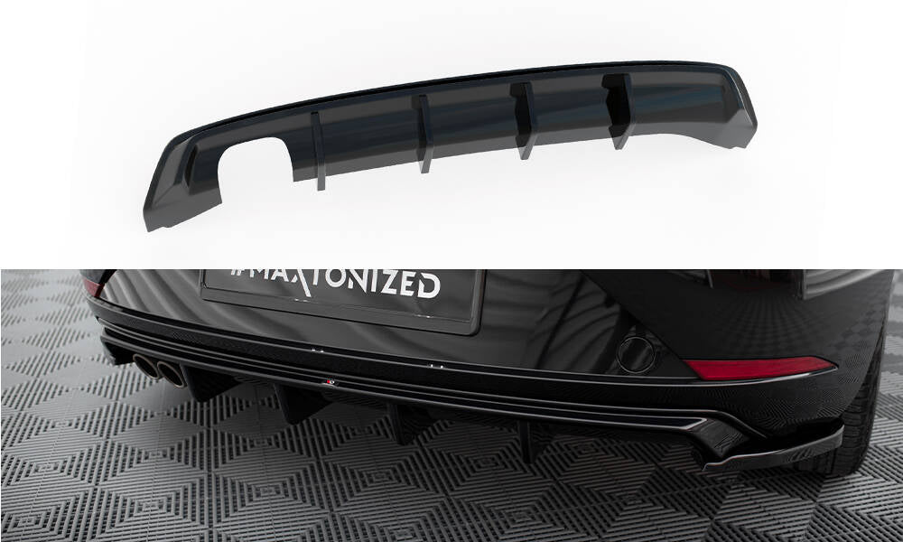 Maxton Design Diffusor Heck Ansatz passend für Seat Leon Mk3 Facelift schwarz Hochglanz