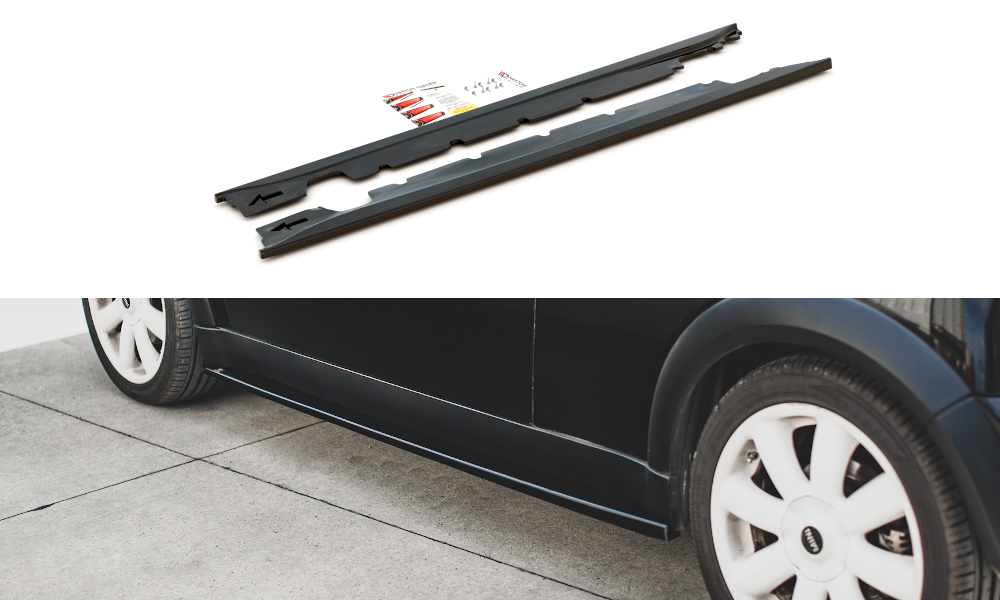 Maxton Design Street+ Seitenschweller Leisten passend für Mini Cooper / One R50 schwarz Hochglanz