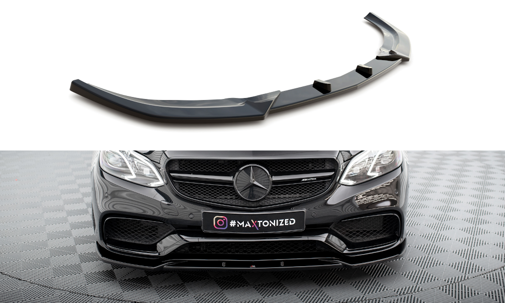 Maxton Design Street+ Spoilerlippe Front Ansatz passend für Mercedes-Benz E63 AMG Limousine W212 Facelift schwarz Hochglanz