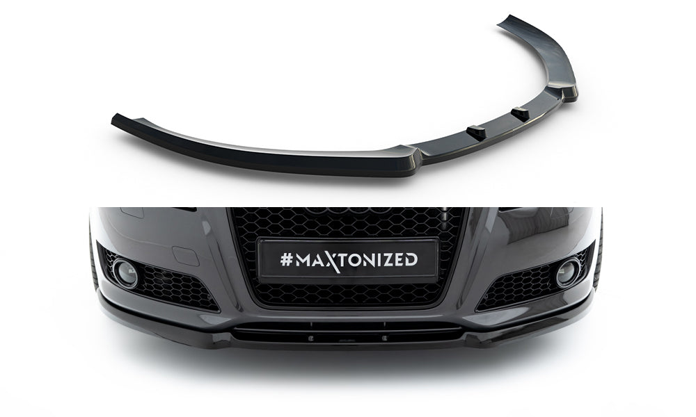 Maxton Design Street+ Spoilerlippe Front Ansatz passend für Audi A3 8P Facelift schwarz Hochglanz