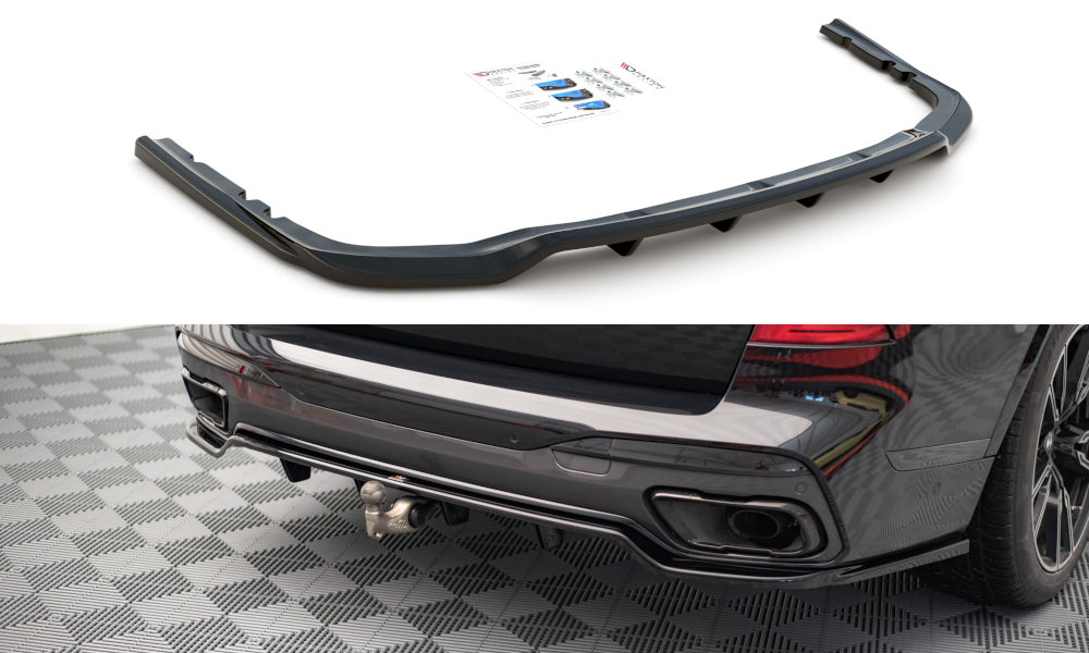 Maxton Design Street+ Mittlerer Diffusor RACE passend für BMW X7 M-Paket G07 schwarz Hochglanz