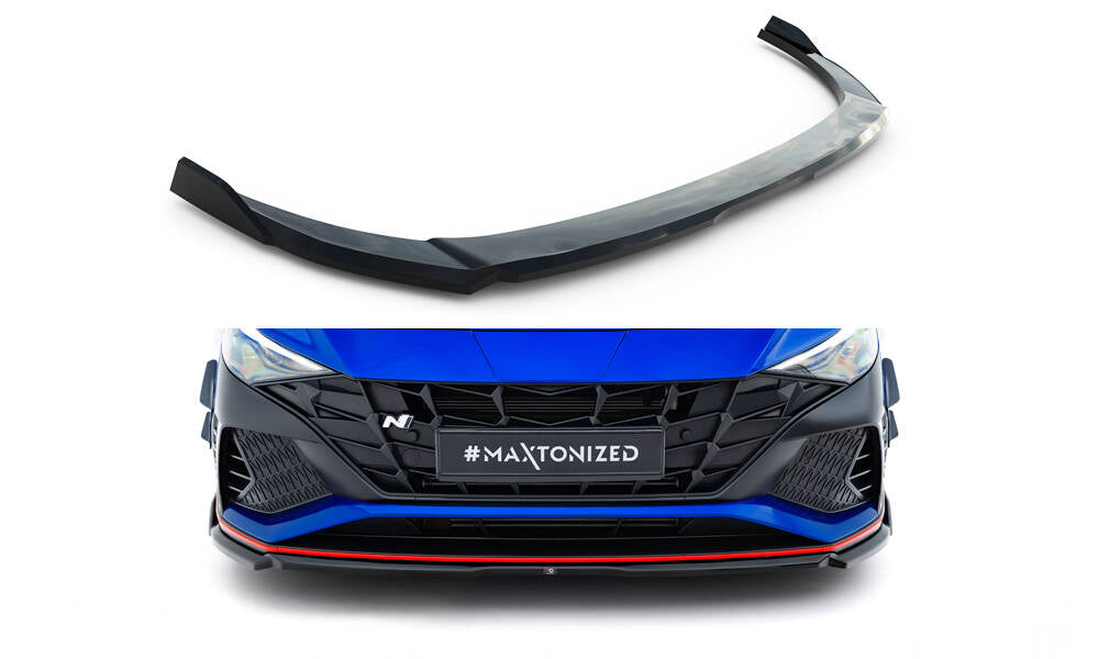 Maxton Design Street+ Spoilerlippe Front Ansatz V.1 passend für Hyundai Elantra N Mk7 schwarz Hochglanz