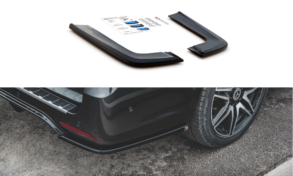 Maxton Design Heck Ansatz Flaps Diffusor V.2 passend für Mercedes-Benz V-Klasse AMG-Line W447 Facelift schwarz Hochglanz