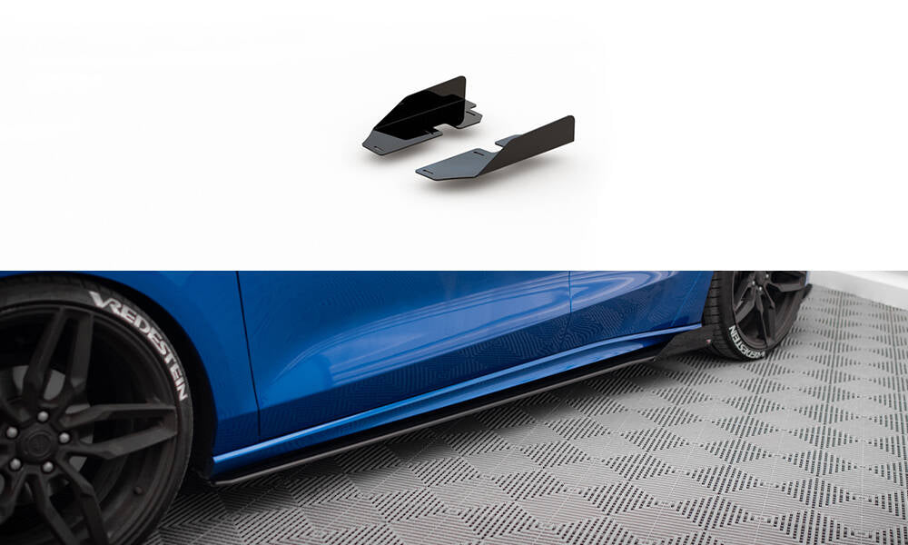 Maxton Design Seitenschweller Flaps passend für Ford Focus ST / ST-Line Mk4 schwarz Hochglanz