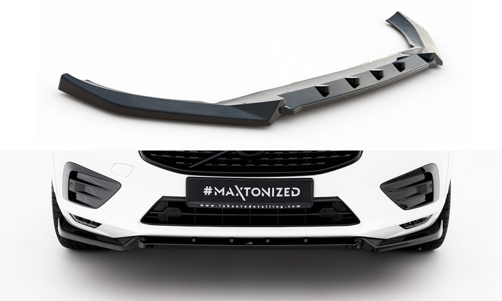 Maxton Design Street+ Spoilerlippe Front Ansatz V.2 passend für Volvo XC60 Mk2 R-Design schwarz Hochglanz