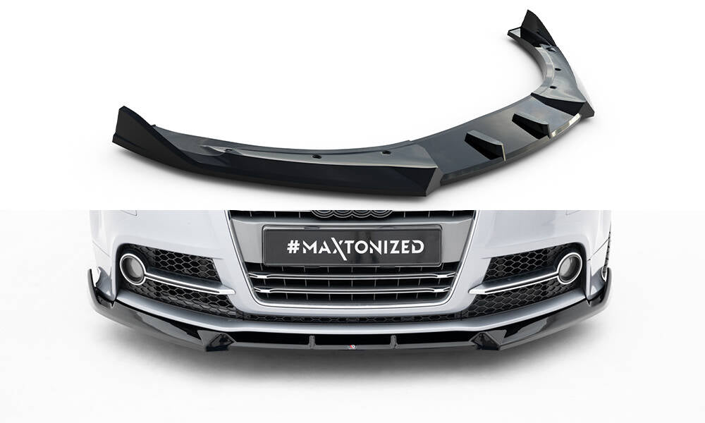 Maxton Design Street+ Spoilerlippe Front Ansatz V.3 passend für Audi TT S / TT S-Line 8J Facelift schwarz Hochglanz