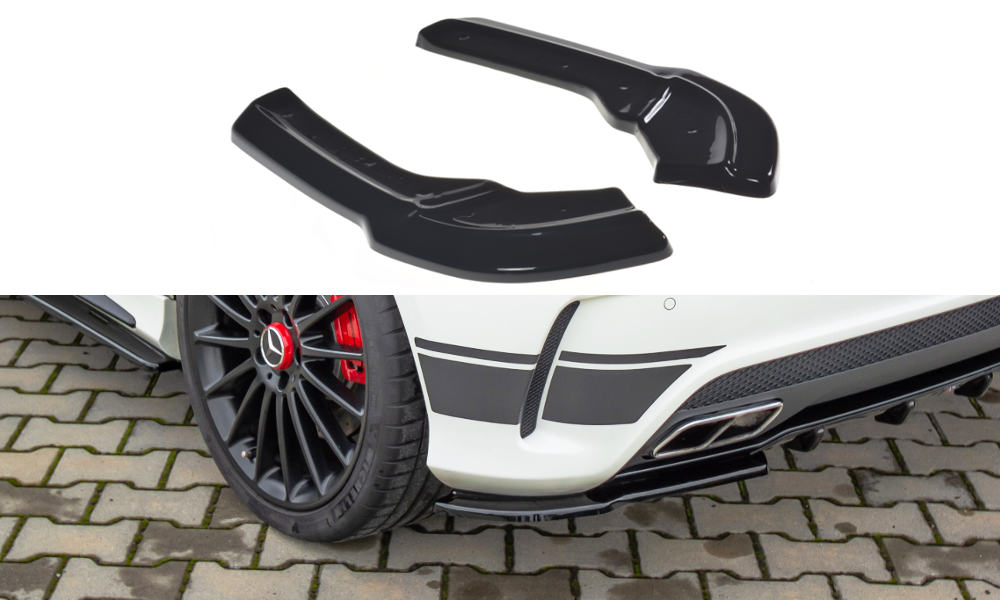 Maxton Design Heck Ansatz Flaps Diffusor passend für Mercedes A45 AMG W176 schwarz Hochglanz