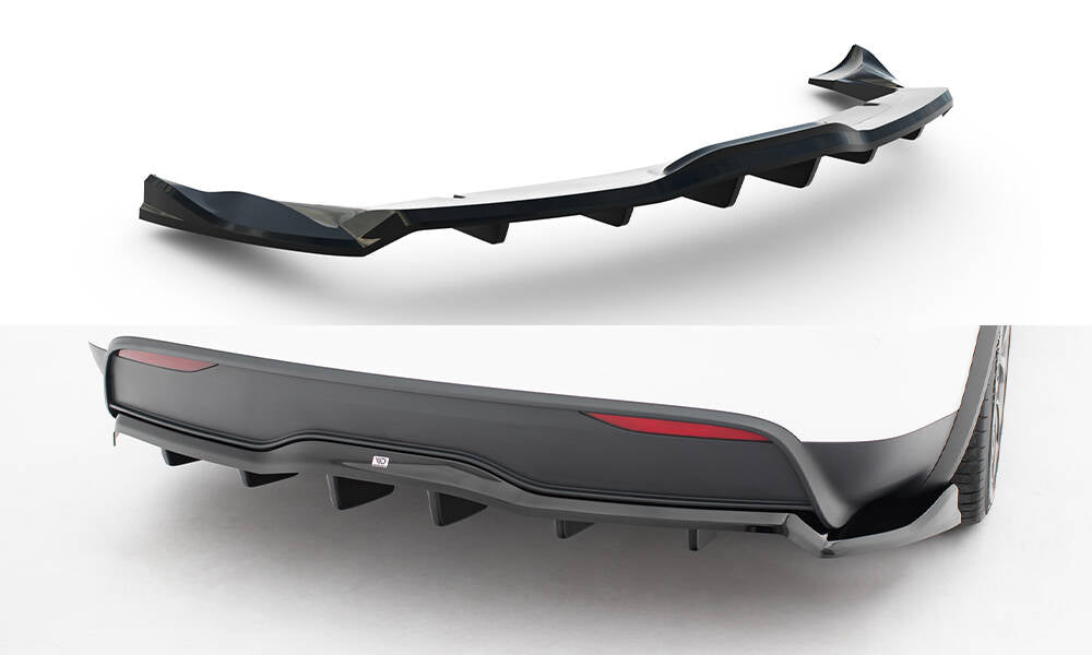 Maxton Design Street+ Mittlerer Diffusor RACE V.2 passend für Tesla Model X Mk1 Facelift schwarz Hochglanz