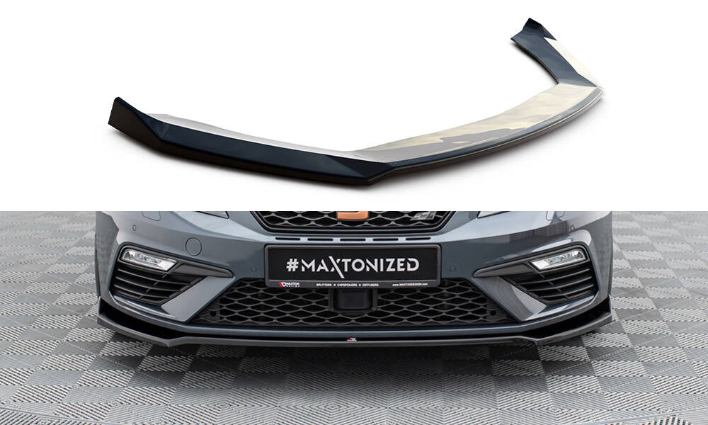 Maxton Design Street+ Spoilerlippe Front Ansatz V.7 passend für Seat Leon Cupra / FR Mk3 FL schwarz Hochglanz