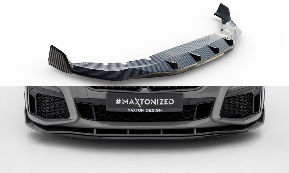 Maxton Design Prepreg Carbon Fiber Street+ Spoilerlippe Front Ansatz passend für + ABS Diffusor BMW 7 M-Paket G11 Facelift schwarz Hochglanz