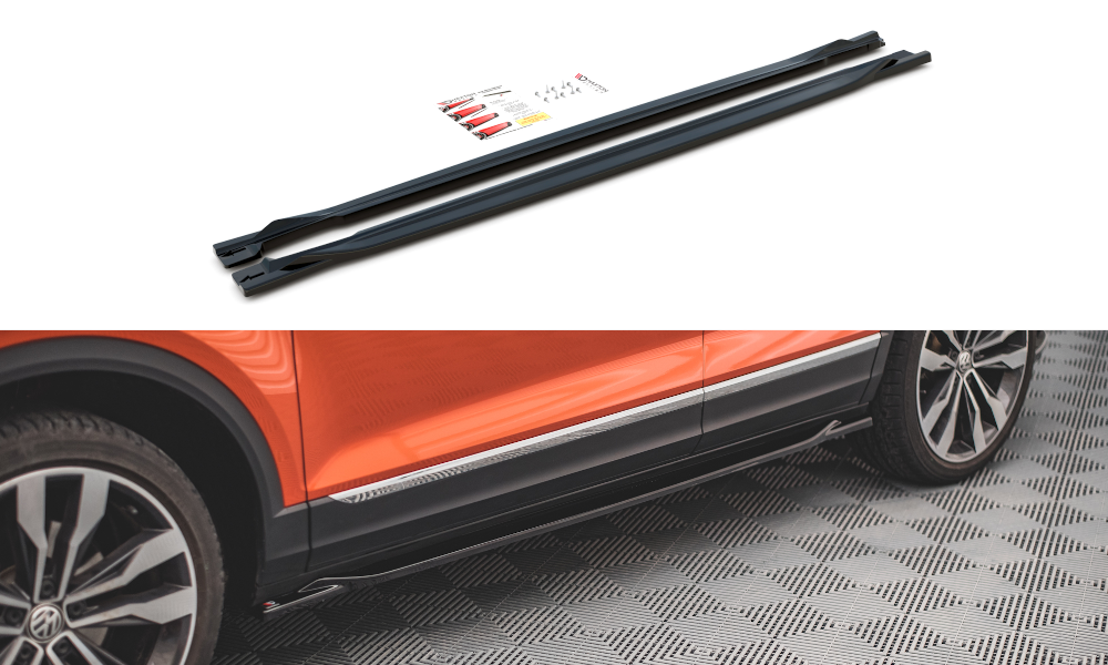 Maxton Design Street+ Seitenschweller Leisten passend für VW T-Roc Mk1 schwarz Hochglanz