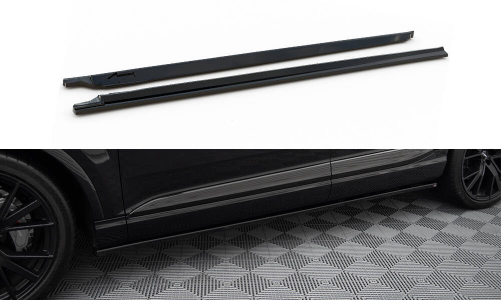 Maxton Design Street+ Seitenschweller Leisten V.2 passend für Audi SQ7 / Q7 S-Line Mk2 schwarz Hochglanz