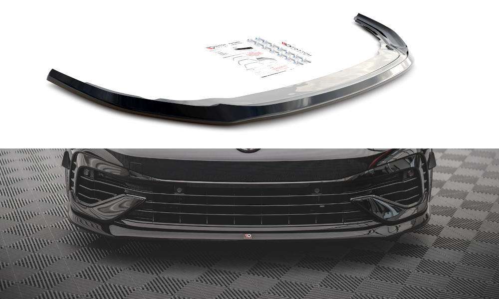 Maxton Design Street+ Spoilerlippe Front Ansatz V.5 passend für VW Golf R Hatchback / Variant Mk8 schwarz Hochglanz