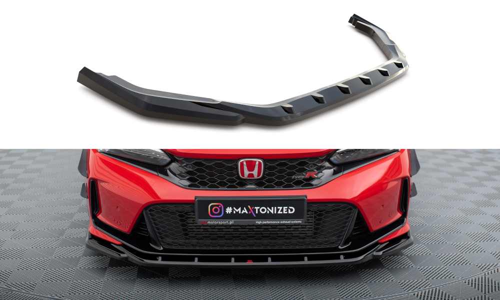 Maxton Design Street+ Spoilerlippe Front Ansatz V.3 passend für Honda Civic Type-R Mk 11 schwarz Hochglanz