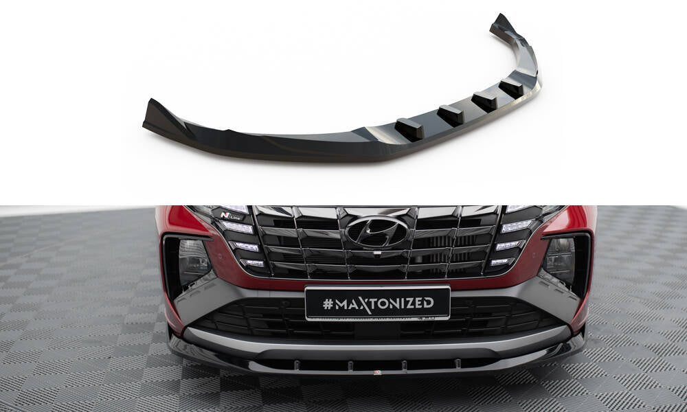 Maxton Design Street+ Spoilerlippe Front Ansatz V.1 passend für Hyundai Tucson N-Line Mk4 schwarz Hochglanz