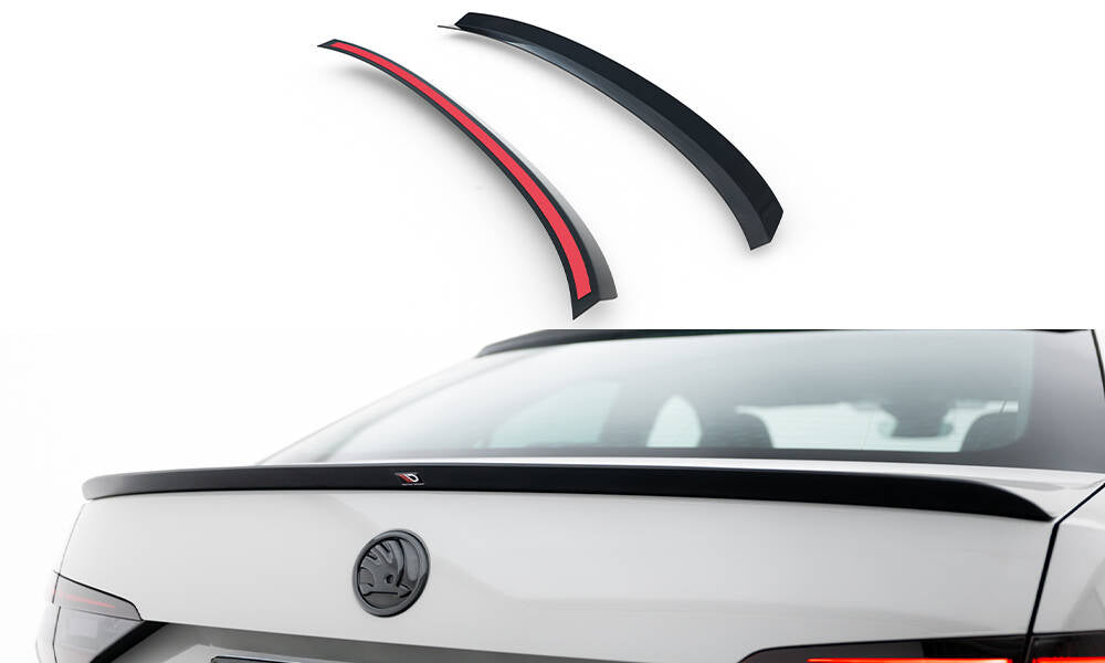Maxton Design Spoiler CAP V.1 passend für Skoda Superb Liftback Mk3 / Mk3 Facelift schwarz Hochglanz