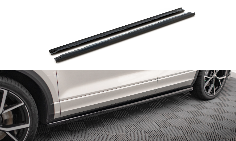 Maxton Design Street+ Seitenschweller Leisten passend für VW T-Roc R / R-Line Mk1 schwarz Hochglanz