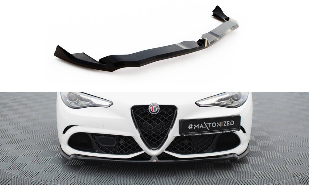 Maxton Design Street+ Spoilerlippe Front Ansatz passend für Alfa Romeo Giulia Quadrifoglio schwarz Hochglanz