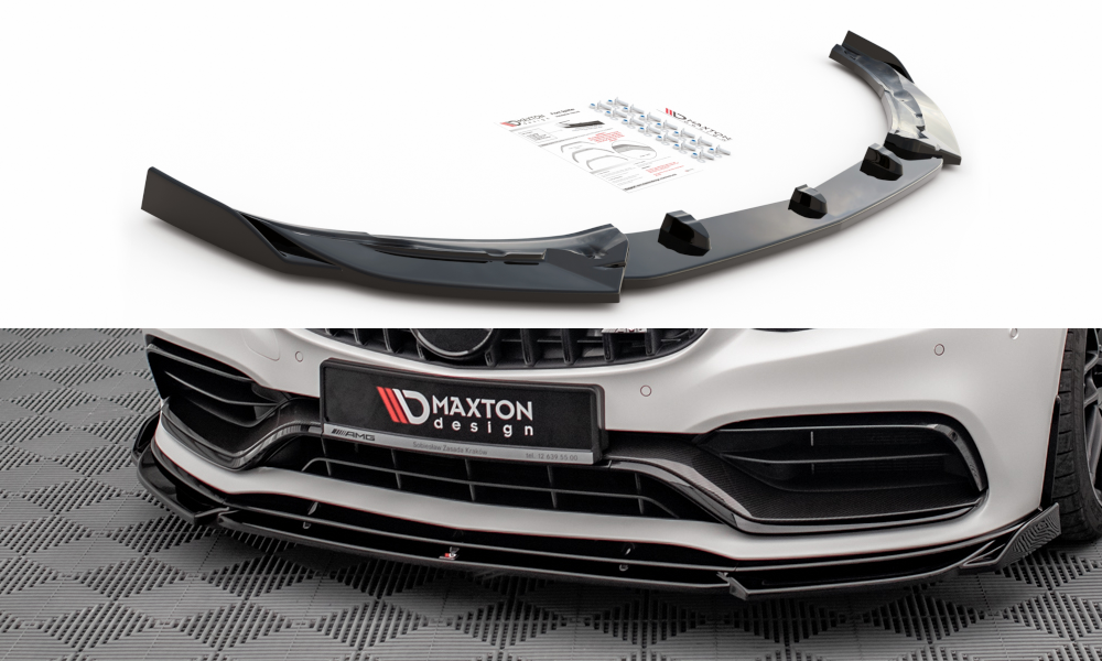 Maxton Design Street+ Spoilerlippe Front Ansatz V.2 passend für Mercedes-AMG C63 Coupe AMG Aero Pack C205 Facelift schwarz Hochglanz