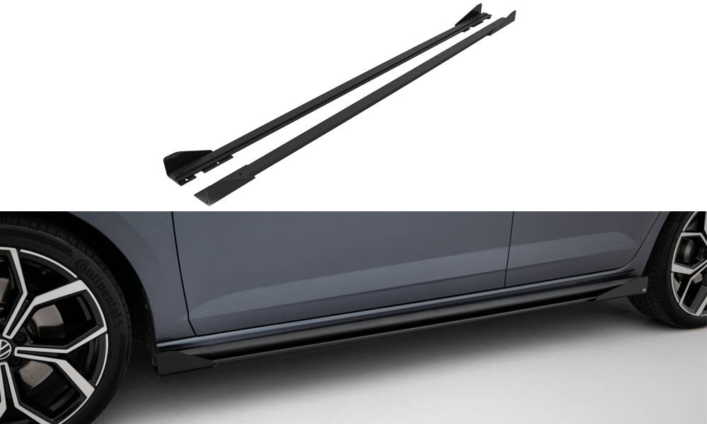 Maxton Design Street Pro Street+ Seitenschweller Leisten + Flaps passend für VW Polo GTI Mk6 Facelift schwarz Hochglanz