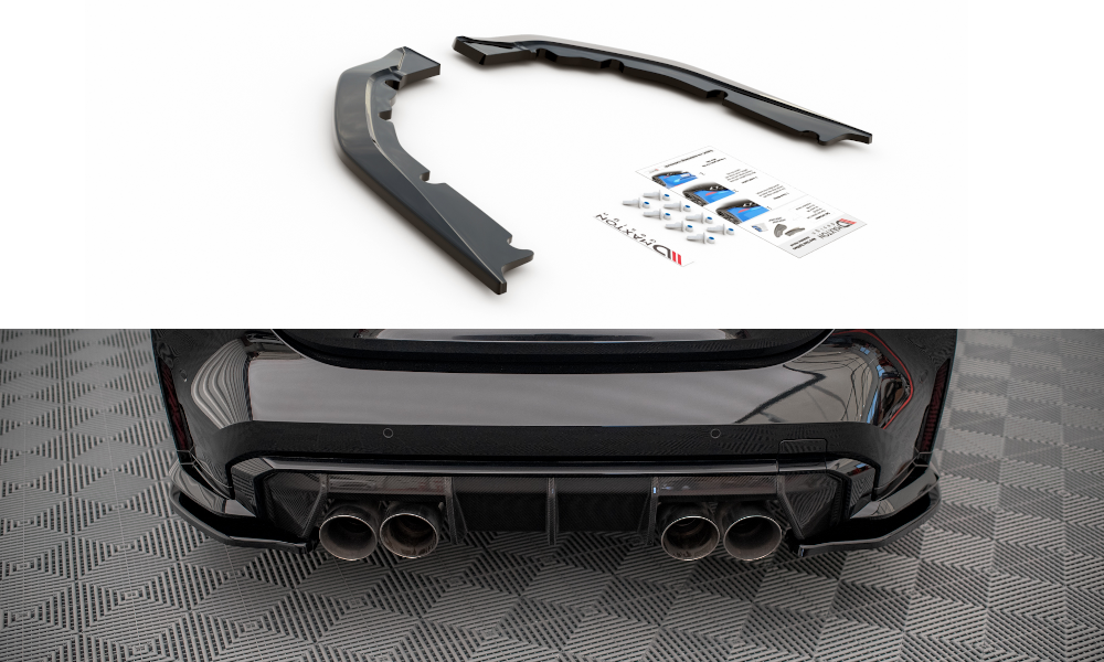 Maxton Design Heck Ansatz Flaps Diffusor V.1 passend für BMW M4 G82 / G82 Facelift schwarz Hochglanz