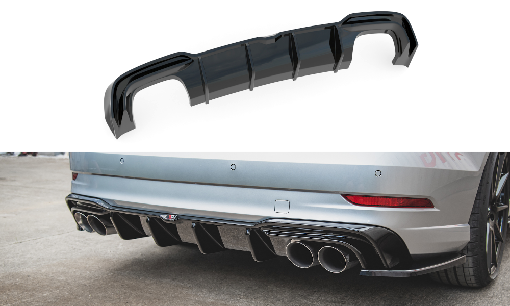 Maxton Design Diffusor Heck Ansatz passend für Audi S3 Limousine 8V Facelift schwarz Hochglanz