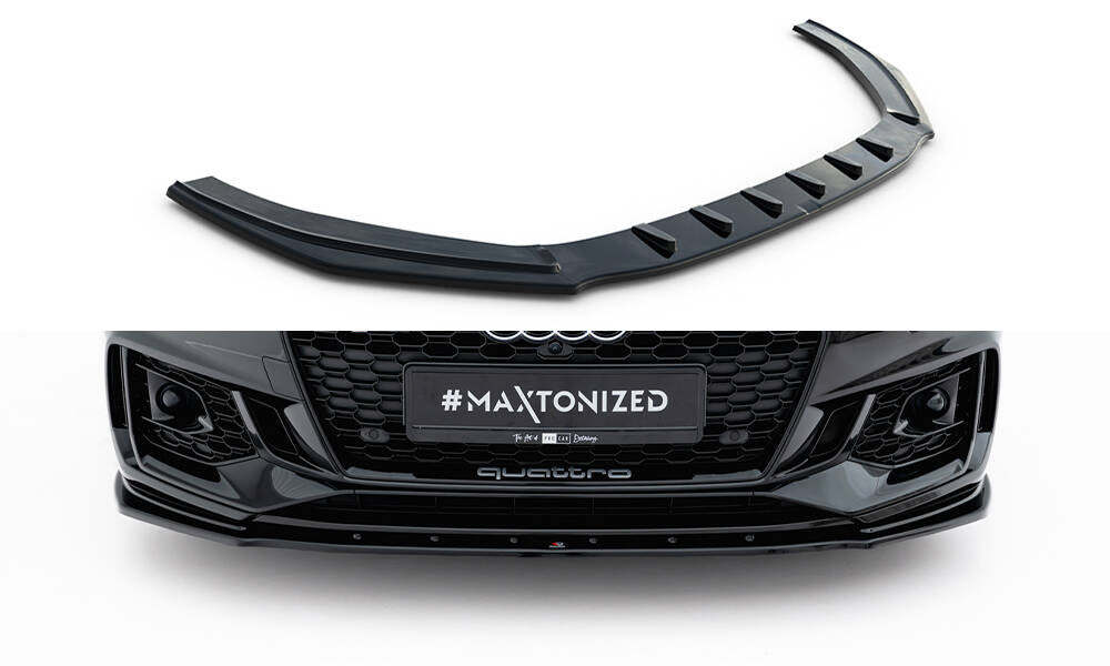 Maxton Design Street+ Spoilerlippe Front Ansatz V.1 passend für Audi RS5 Coupe / Sportback F5 schwarz Hochglanz