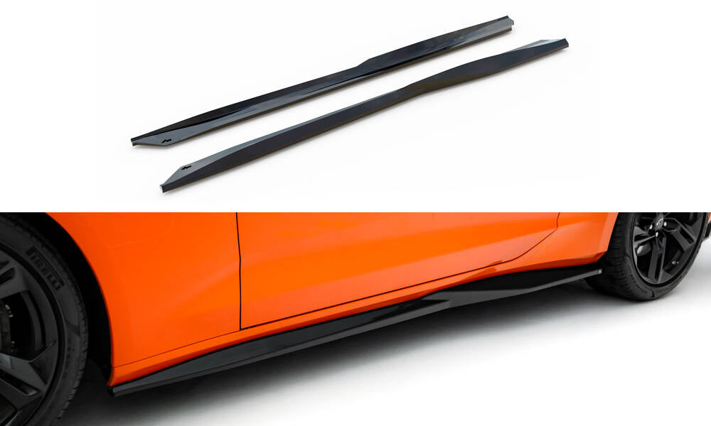 Maxton Design Street+ Seitenschweller Leisten passend für V.1 passend für Chevrolet Camaro SS Mk6 Facelift schwarz Hochglanz