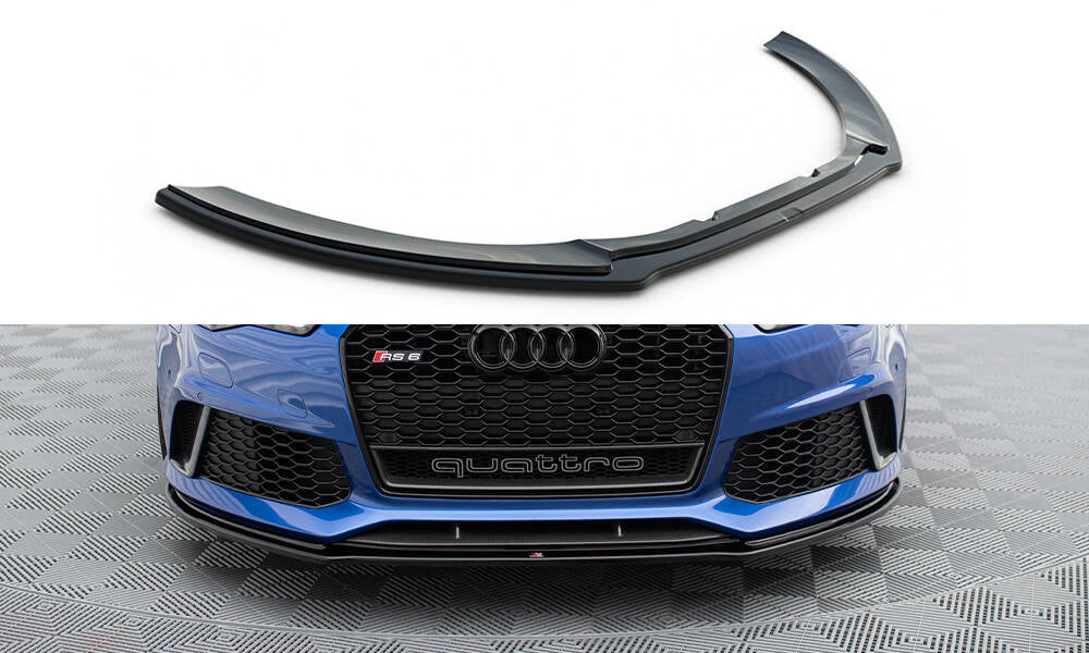 Maxton Design Street+ Spoilerlippe Front Ansatz V.1 passend für Audi RS6 C7 / C7 Facelift schwarz Hochglanz
