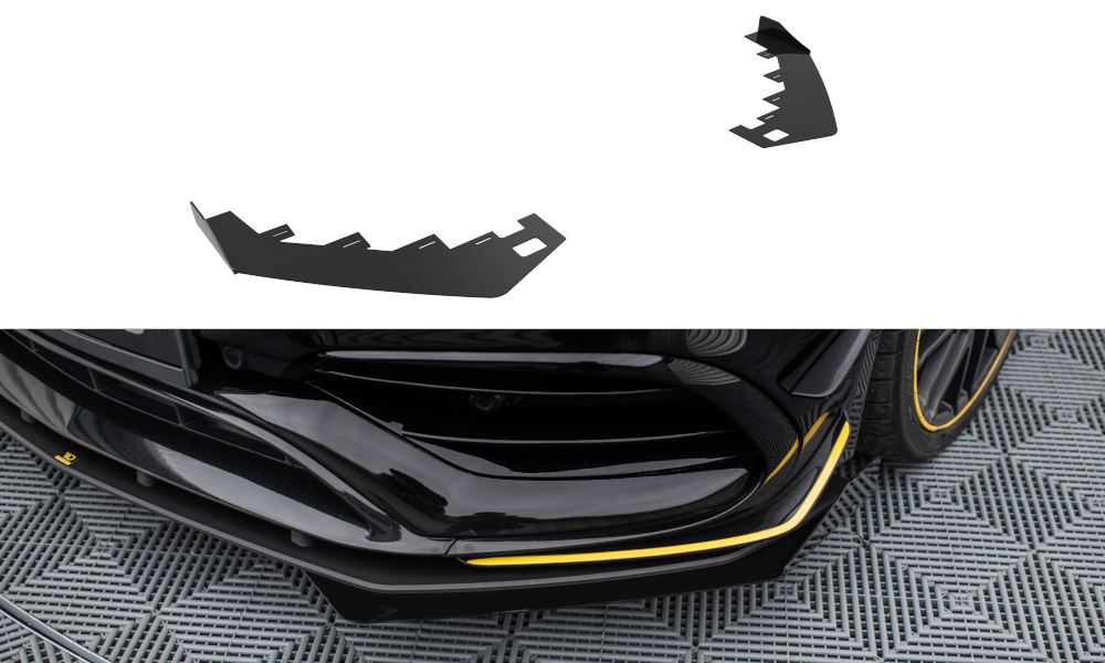 Maxton Design Front Stoßstange Flaps passend für Mercedes-AMG CLA 45 Aero C117 Facelift schwarz Hochglanz