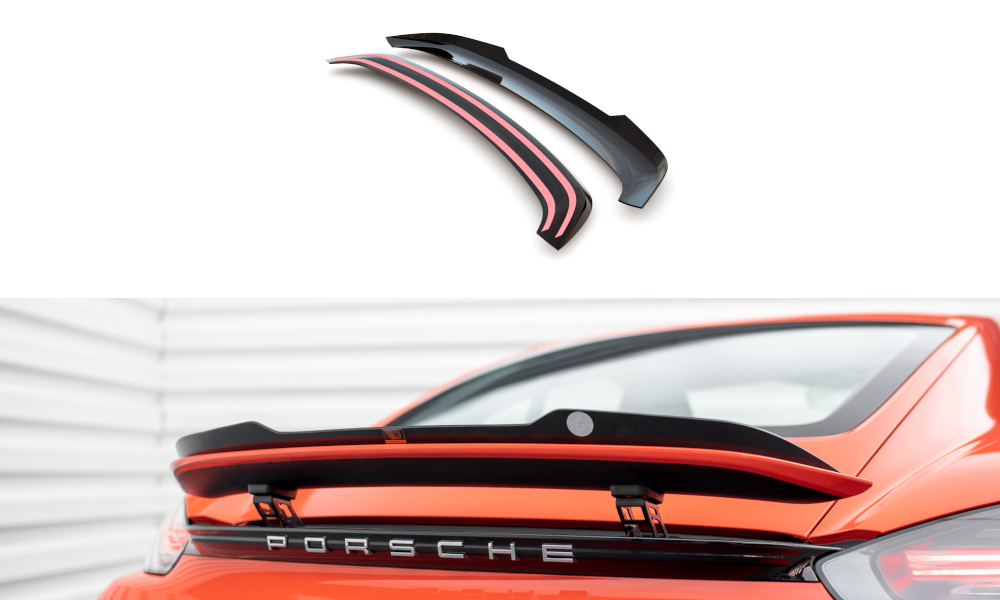 Maxton Design Spoiler CAP passend für Porsche 718 Cayman 982c schwarz Hochglanz