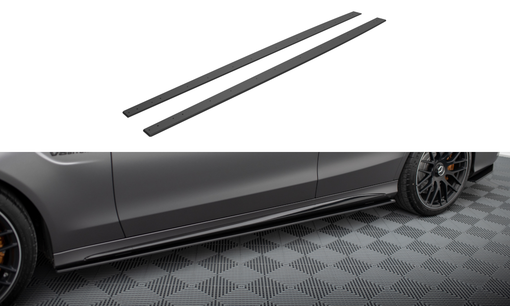Maxton Design Street Pro Street+ Seitenschweller Leisten passend für Mercedes-AMG C63 Limousine / Kombi W205 Facelift