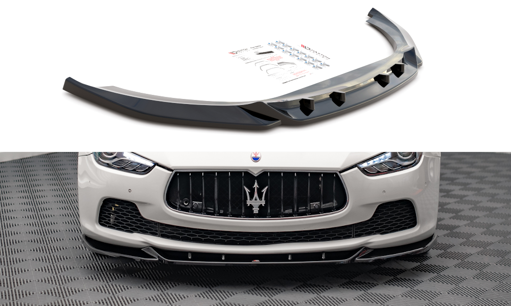 Maxton Design Street+ Spoilerlippe Front Ansatz V.1 passend für Maserati Ghibli Mk3 schwarz Hochglanz