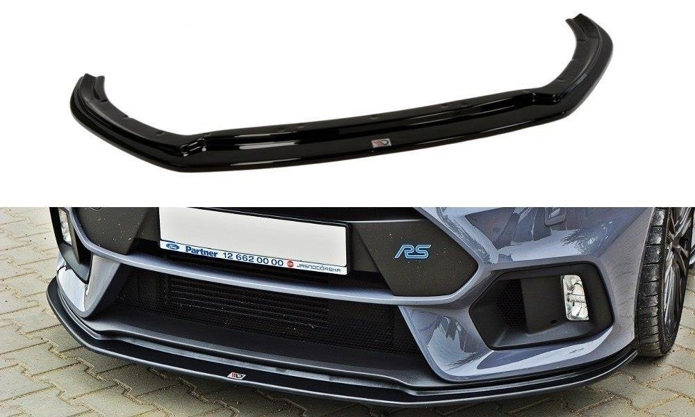 Maxton Design Street+ Spoilerlippe Front Ansatz V.3 passend für Ford Focus RS Mk3 schwarz Hochglanz