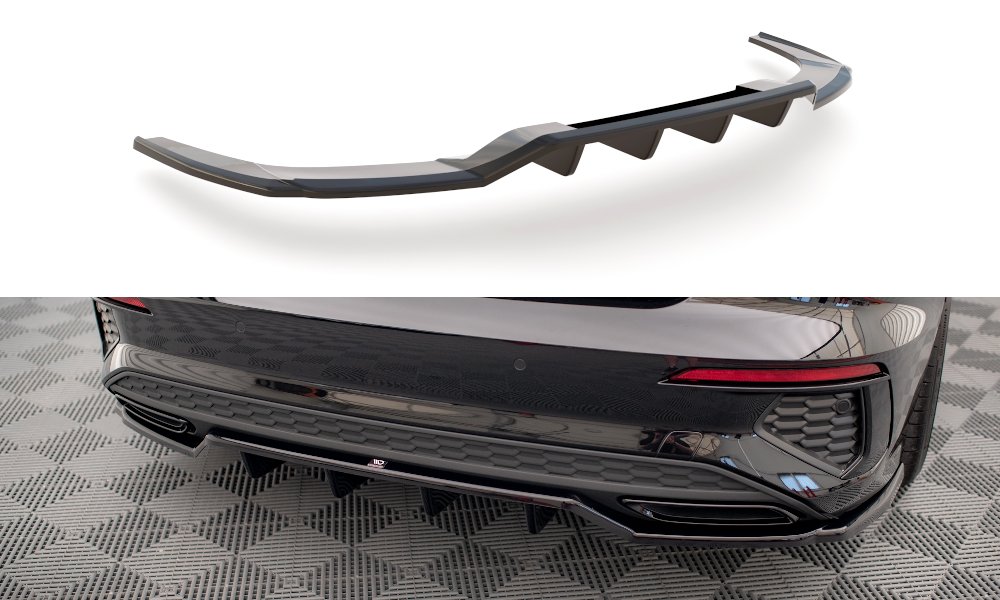 Maxton Design Street+ Mittlerer Diffusor RACE passend für Audi A3 S-Line Limousine 8Y schwarz Hochglanz