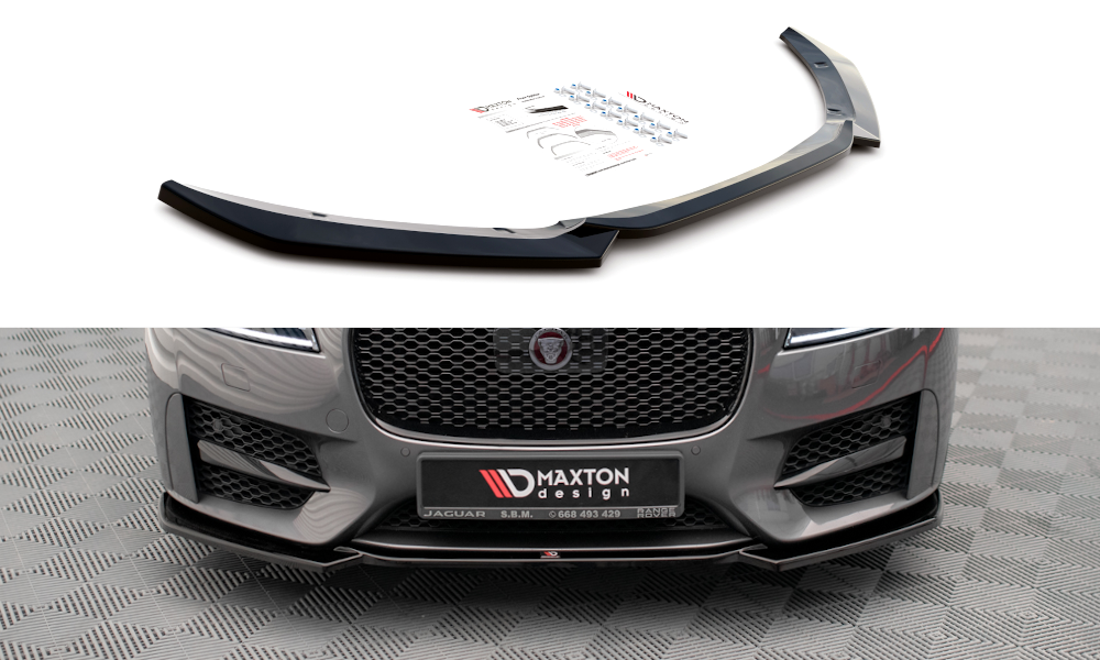 Maxton Design Street+ Spoilerlippe Front Ansatz V.1 passend für Jaguar XF R-Sport X260 schwarz Hochglanz